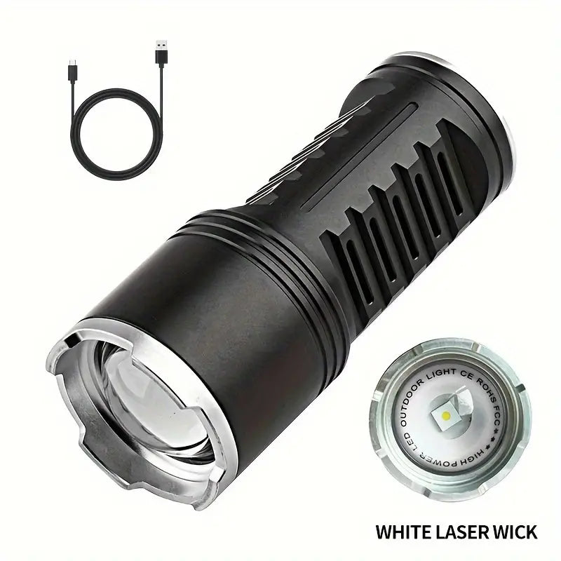 High Power Zoom Tactical White Laser Flashlight