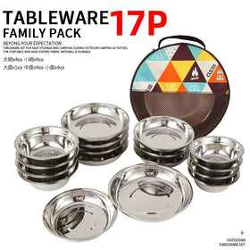 CLS 17pcs Outdoor Portable Dining Plate Set For Family Or Group