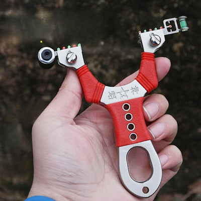 Laser Aiming Slingshot Alloy Quick-press Silicone Grip