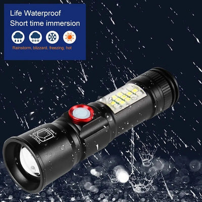 LED Rechargeable Flashlight High-power with 10W Lamp Beads Portable