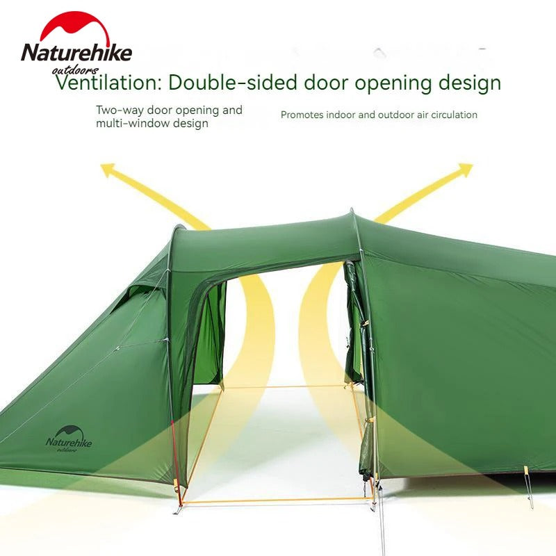 Naturehike 4-Season Opalus Tunnel 3 Person Tent with Footprint Green