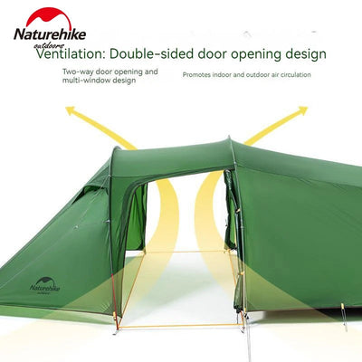 Naturehike 4-Season Opalus Tunnel 3 Person Tent with Footprint Green