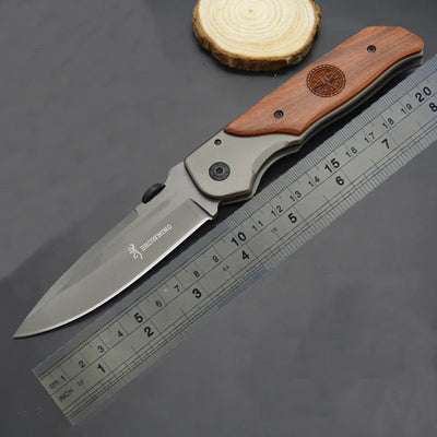 High quality! Browning DA30 Folding Knife Titanium Surface Hardwood inlay Handle