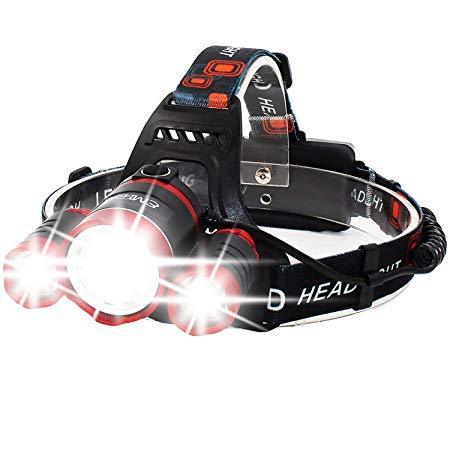 Super Bright Zoomable 4 Modes Rechargeable Waterproof LED Headlamp