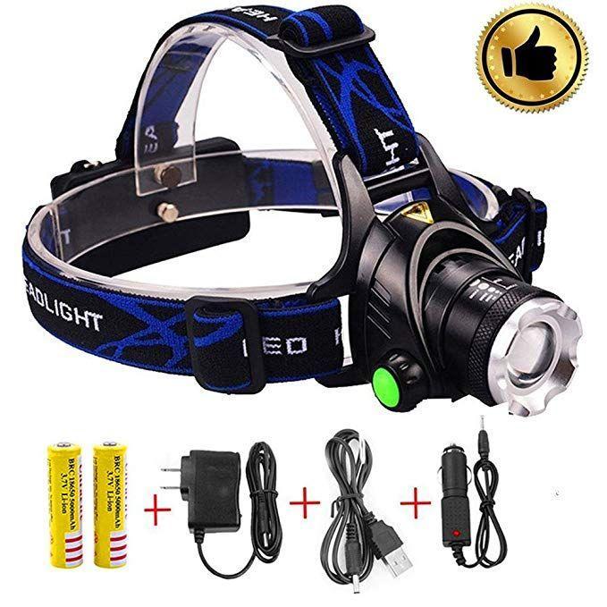 Super Bright Zoomable 4 Modes Rechargeable Waterproof LED Headlamp