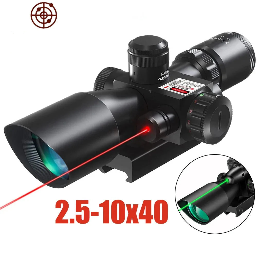 2.5-10x40 Double Illuminated Mil-dot + Red Laser Scope For Hunting ...