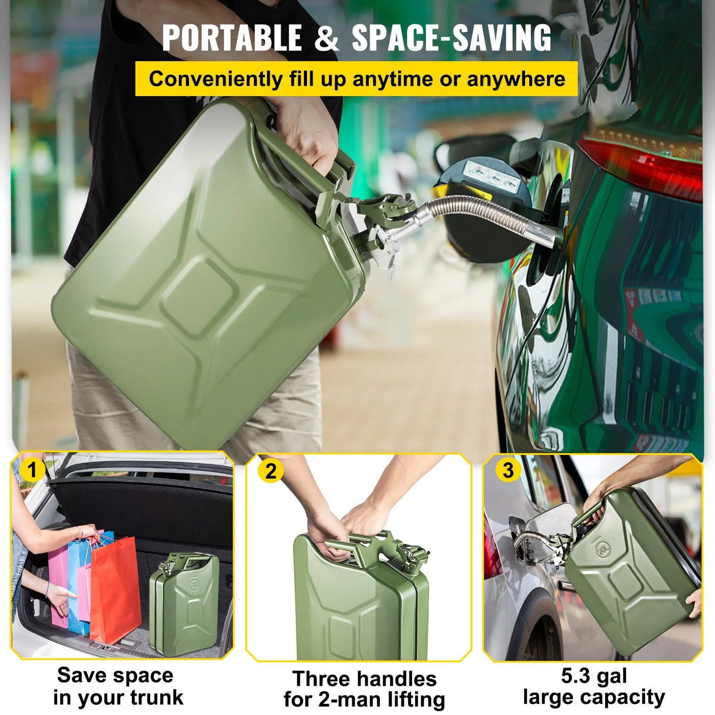Portable Jerry Can 10L / 20L Capacity, Emergency Fuel Container