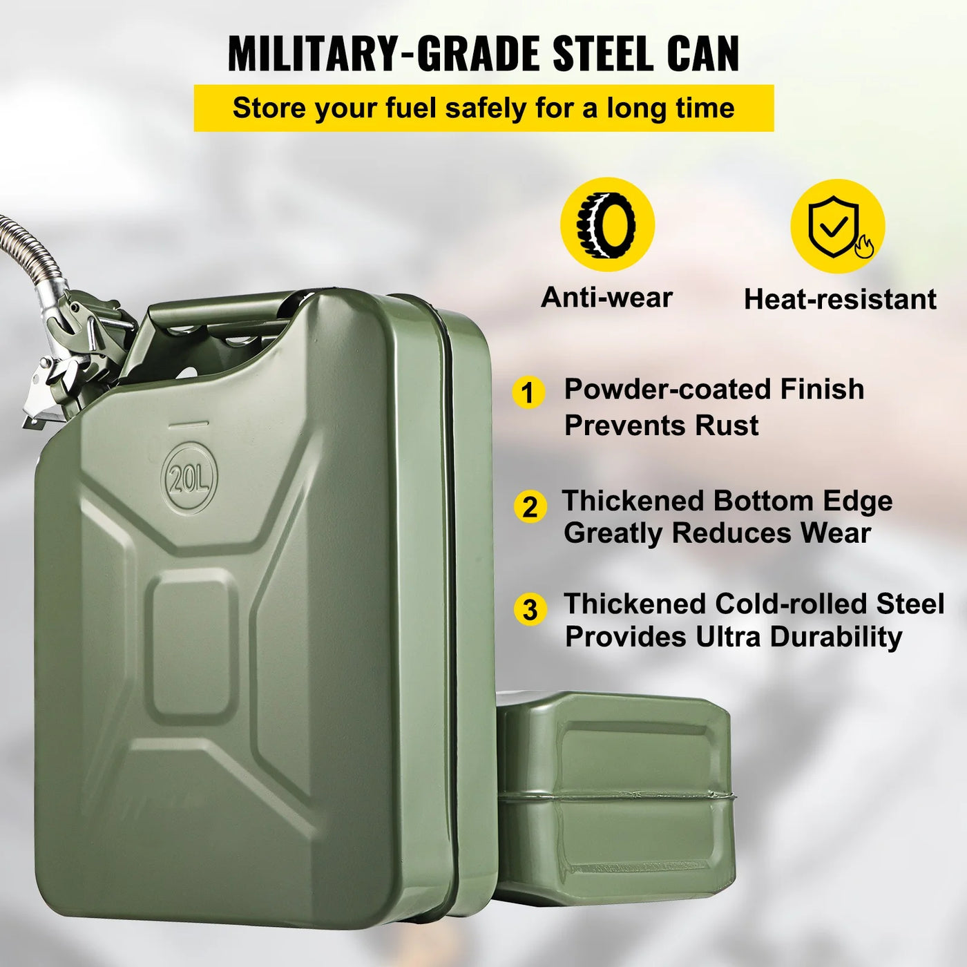 Portable Jerry Can 10L / 20L Capacity, Emergency Fuel Container