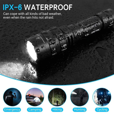 LED Tactical Hunting Flashlight USB Rechargeable