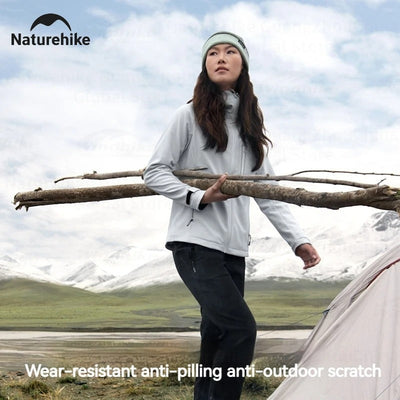 Naturehike Soft Shell Hiking Winter Windbreaker Jacket Hooded BLACK