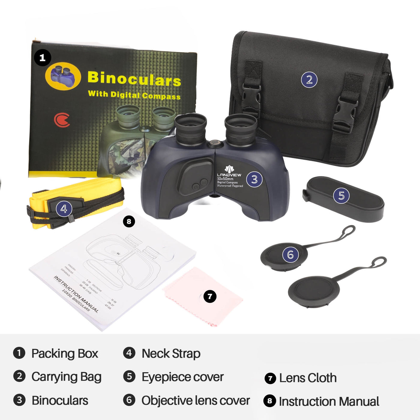 Landview 10x50 Binocular With Digital Compass