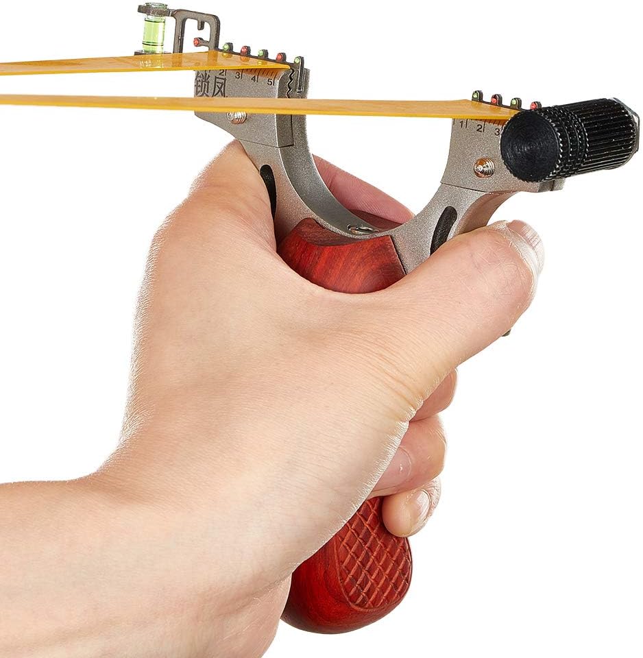 New Red Solid Wood Handle Slingshot With Laser Sight