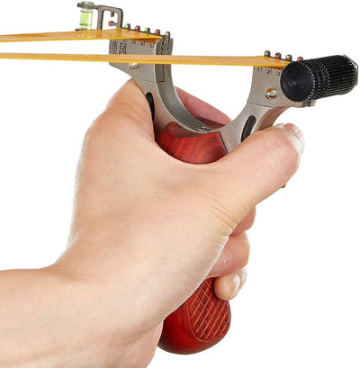 New Red Solid Wood Handle Slingshot With Laser Sight