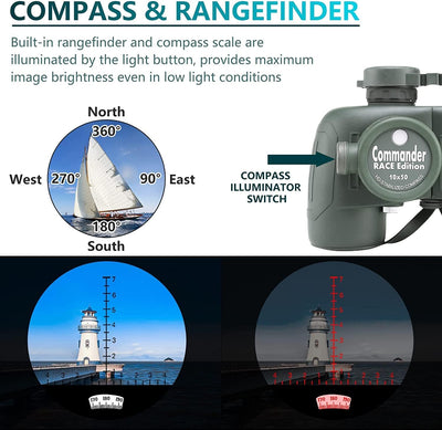 BOSTRON 10x50 Binocular With Compass Commander Race Edition