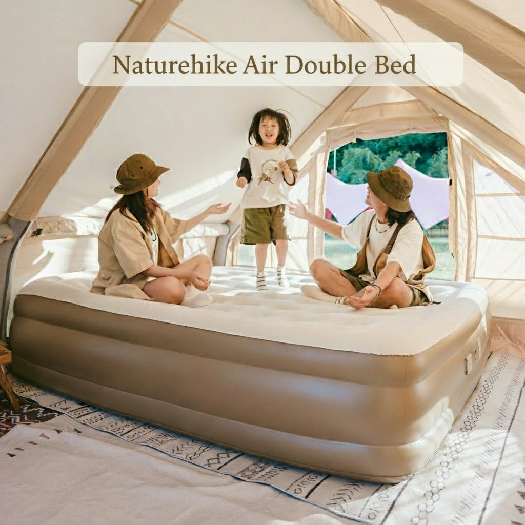 Naturehike 45cm Double Outdoor Camping Sleeping Inflatable Bed With Built-in Pump