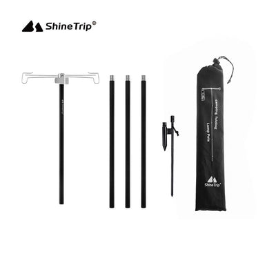 ShineTrip Telescopic Double Head Lighting Pole With Nail BLACK