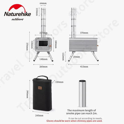 Naturehike Outdoor Pure Titanium Firewood Stove With 2M Chimney