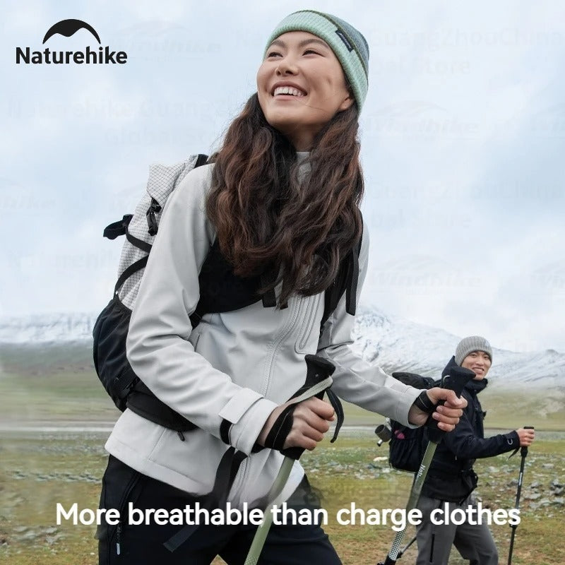 Naturehike Soft Shell Hiking Winter Windbreaker Jacket Hooded BLACK