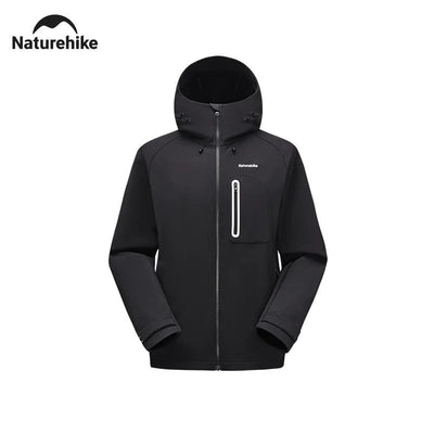 Naturehike Soft Shell Hiking Winter Windbreaker Jacket Hooded BLACK