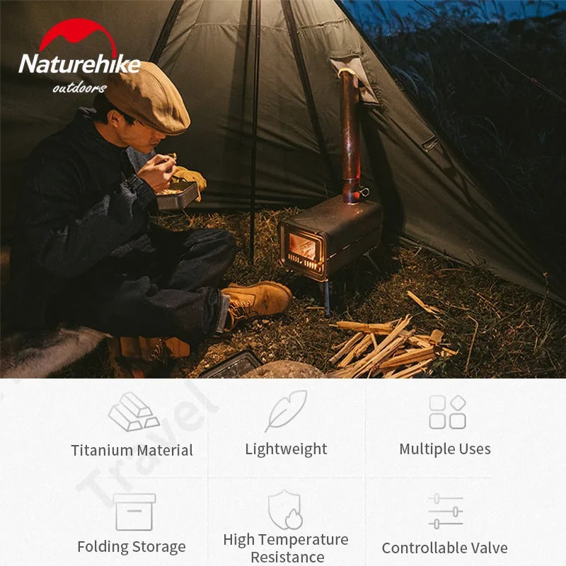 Naturehike Outdoor Pure Titanium Firewood Stove With 2M Chimney