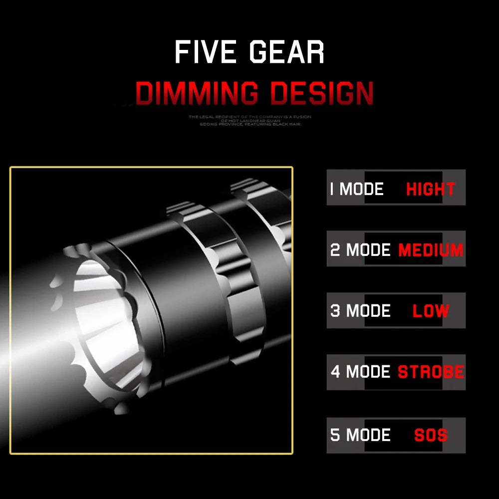 LED Tactical Hunting Flashlight USB Rechargeable