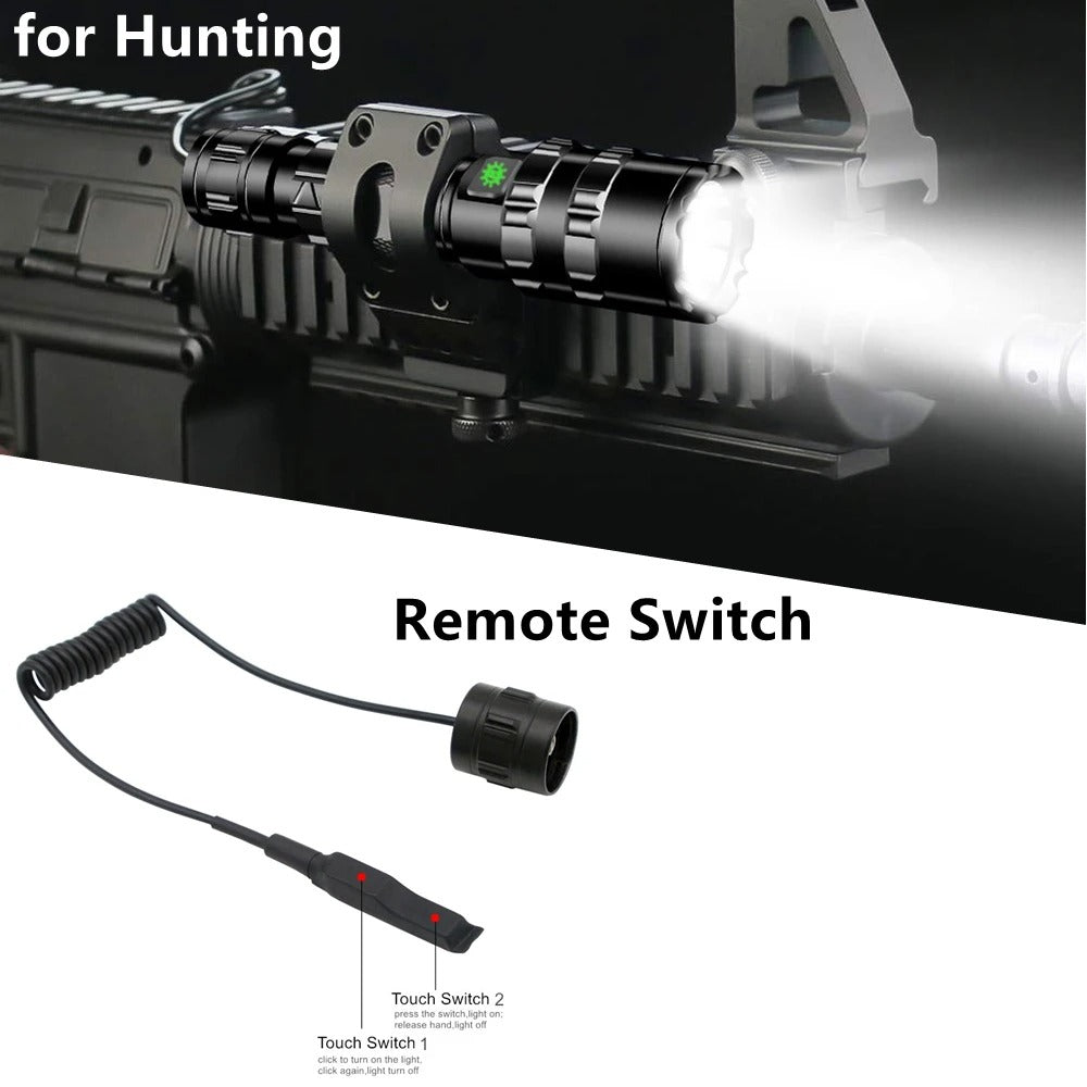 LED Tactical Hunting Flashlight USB Rechargeable