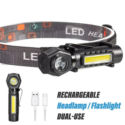 Super Bright LED Headlamp Rechargeable Flashlight with XPE COB