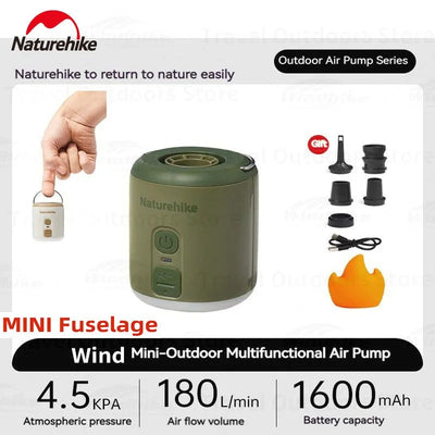 Naturehike Outdoor 3 In 1 Wind Mini Air Pump For Mattress Pillows