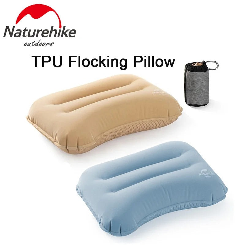 Naturehike 110g Portable MINI Ultralight TPU Flocking Inflatable Pillow BLUE