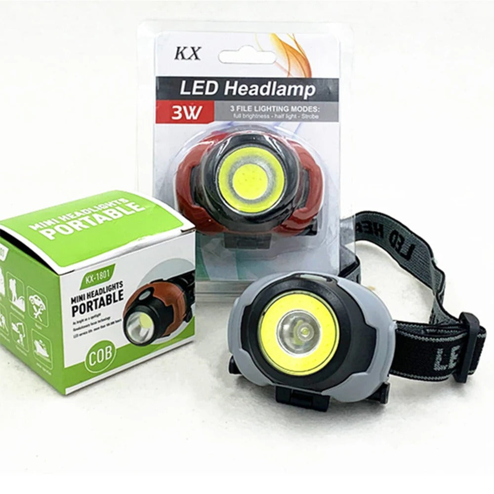 Super Bright COB LED Headlamp Portable Mini Headlight 1802 – Chaser.pk