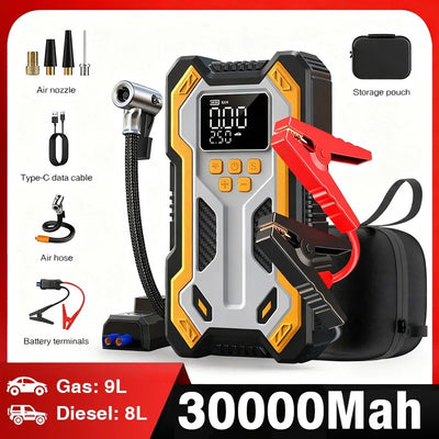 New L3 Portable 4 in 1 Jump Starter With Air Pump PowerBank & Emergency Flashlight