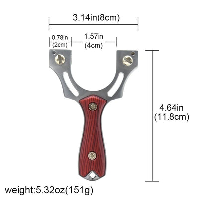 Alloy Hollow out Slingshot Wood Like Handle
