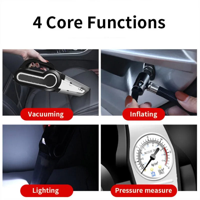 MultiFunctional Car Vacuum with HighPowered Suction and Air Pump