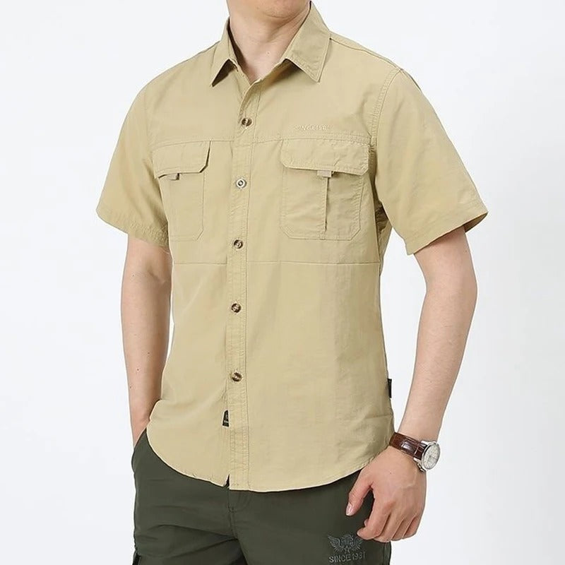 Men Outdoor Cargo Short Sleeve Shirt