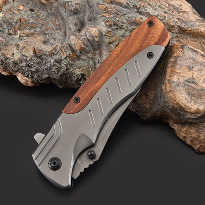 CHONGMING Stainless Steel Wood Handle Outdoor EDC Military Tactical Pocket Knife CM85