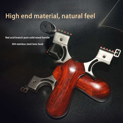 New Red Solid Wood Handle Slingshot With Laser Sight
