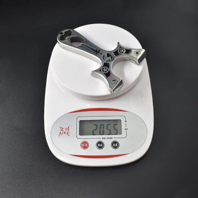 Metallic Stainless Steel Hunting Slingshot with Flat Rubber