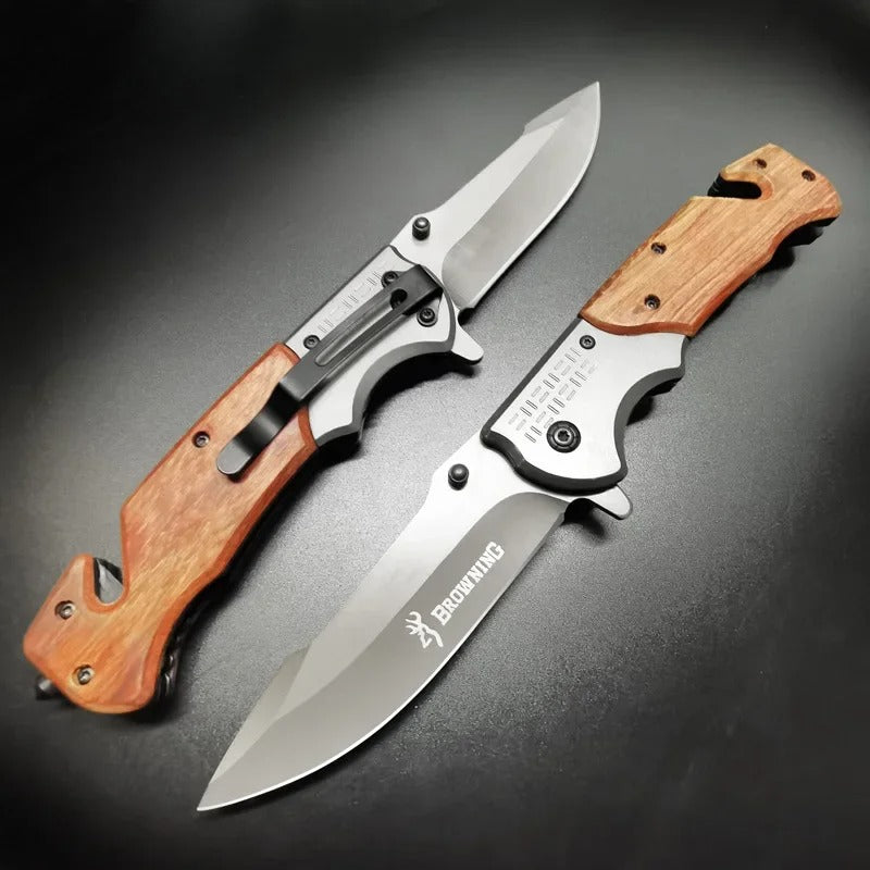 Browning DA308 Wood Handle  Folding Wilderness Knife