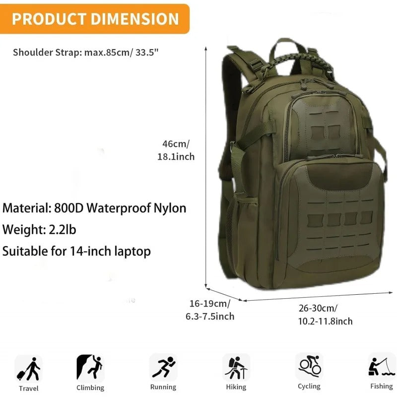 New Tactical Lightweight EDC Hiking Travel 40L Backpack
