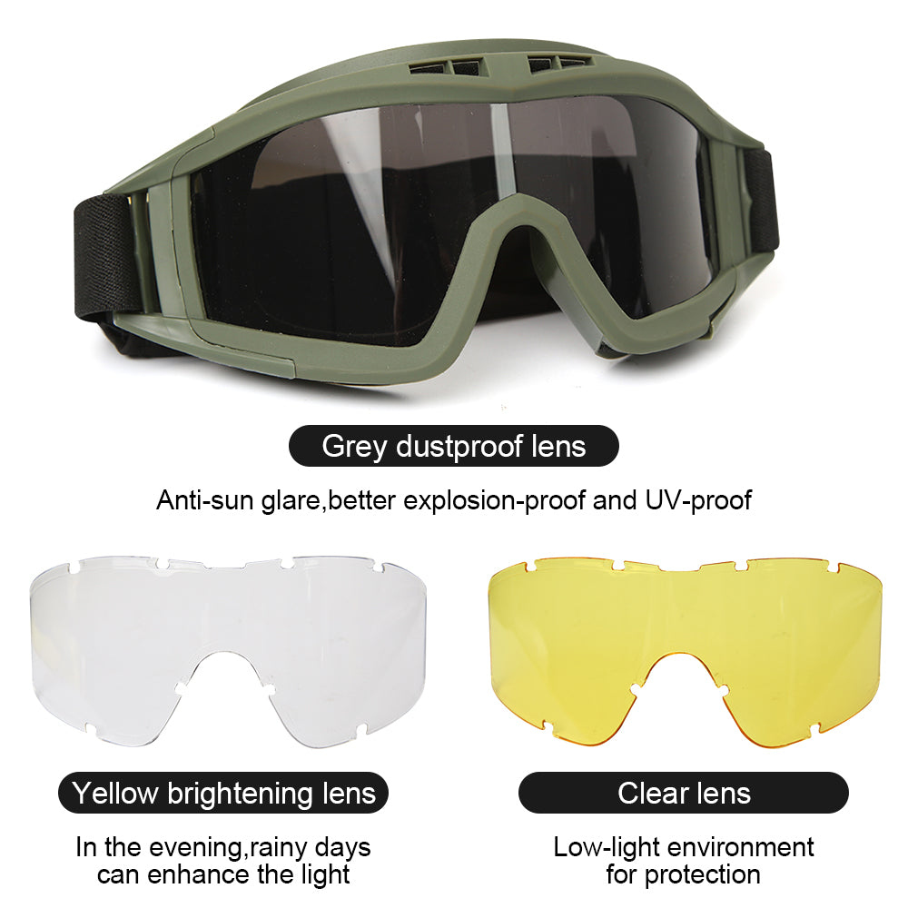 Tactical Goggles 3 Lens Windproof Dustproof