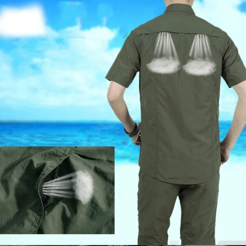 Men Outdoor Cargo Short Sleeve Shirt