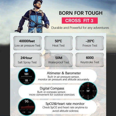 NORTH EDGE Cross Fit 3 Outdoor Sport Watch HD AMOLED Display