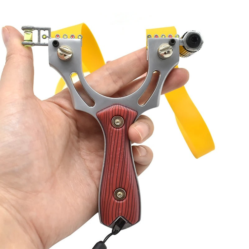 Alloy Hollow out Slingshot Wood Like Handle