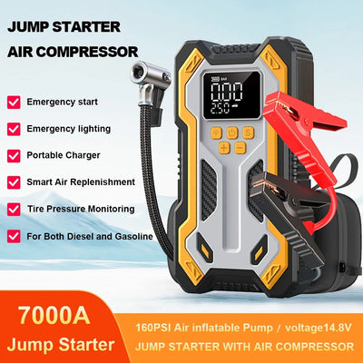 New L3 Portable 4 in 1 Jump Starter With Air Pump PowerBank & Emergency Flashlight