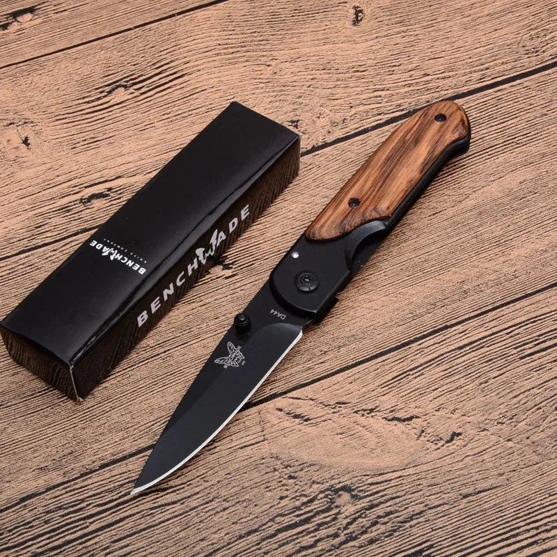 Benchmade DA44 folding knife Wood handle Titanium finish Blade