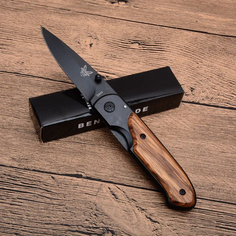 Benchmade DA44 folding knife Wood handle Titanium finish Blade