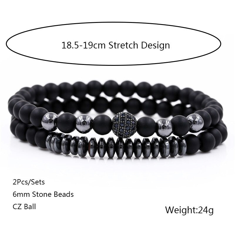 Arrow 3Pcs/Set Natural Matte Stone Beads Bracelet