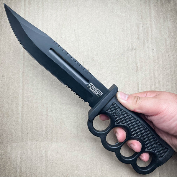 Knuckle Dagger Fixed Blade w/ Firestarter + Sharpener