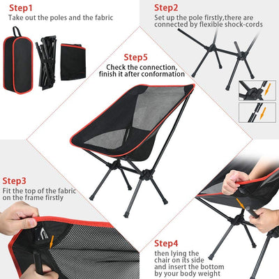 Folding Camping Outdoor Chair Black