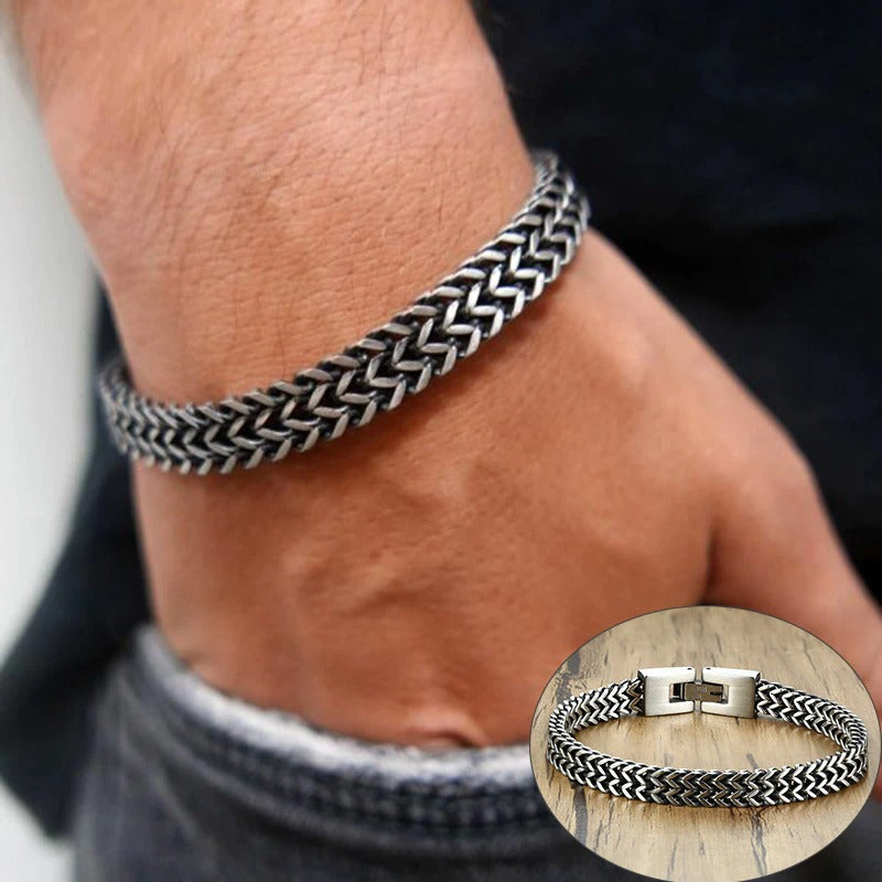 Vnox Vintage Cool Double Curb Chain Bracelets for Men Stainless Steel